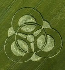 Chiseldon, UK crop circle - element from interactive web-based composite photography project by contemporary Native Canadian artist Jude Norris aka Bebonkwe
